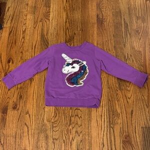 Girls Size 8 Unicorn Flip Sequin Shirt Purple Sweatshirt Long Sleeve